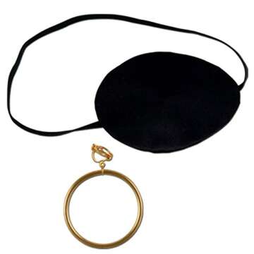 Transform Your Look with Our Pirate Eye Patch & Gold Earring Set