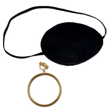 Transform Your Look with Our Pirate Eye Patch & Gold Earring Set