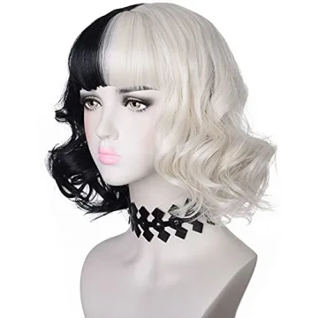 AMZCOS Black & Light Blonde Wig for Cosplay and Halloween