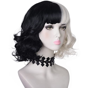 AMZCOS Black & Light Blonde Wig for Cosplay and Halloween