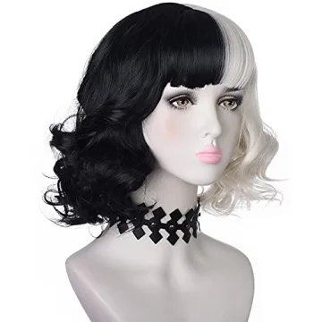 AMZCOS Black & Light Blonde Wig for Cosplay and Halloween