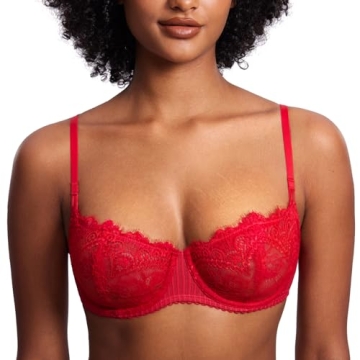 DOBREVA Sexy Lace Push Up Bra Sheer Balconette Plus Size