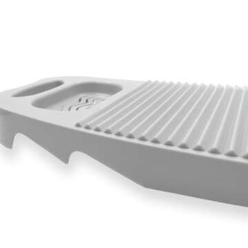 Wash Board, Washboard for Hand Washing Clothes, Plastics Laundry Scrub Board Household With Holder Portable (A-off-white)