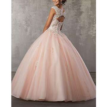 QXMYOO White Ball Gown Dress for Women Quinceanera Dresses Sweet 16 Long Cotillion Dress