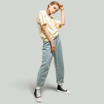 hash bubbie Unisex Fashion High top Sneakers Womens Classic High Tops Canvas Shoes Casual Tennis Sho...