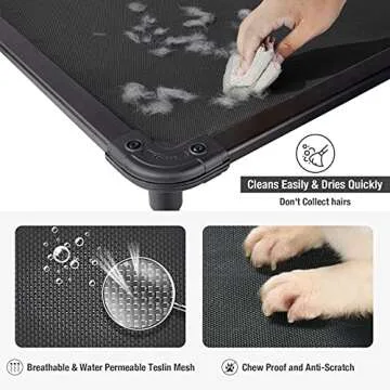 Veehoo Chew Proof Elevated Dog Bed - Cooling Raised Pet Cot - Rustless Aluminum Frame and Durable Textilene Mesh, Unique Designed No-Slip Feet for Indoor or Outdoor Use, Black, X-Large, CWC2002