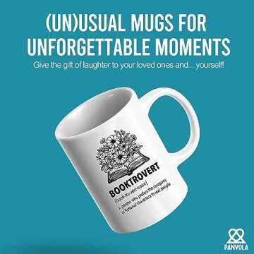 Panvola Booktrovert Book Lover Gifts Definition Mug Book Readers Gifts For Women Men Sister Girlfrie...