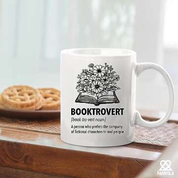 Panvola Booktrovert Book Lover Gifts Definition Mug Book Readers Gifts For Women Men Sister Girlfriend Wife From Husband Boyfriend Dad Mom Funny Ceramic Mug Novelty Drinkware 11oz White