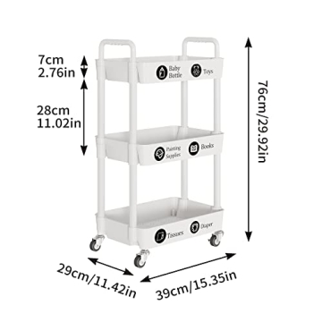 Laiensia 3-Tier Multifunction Storage Cart for Home
