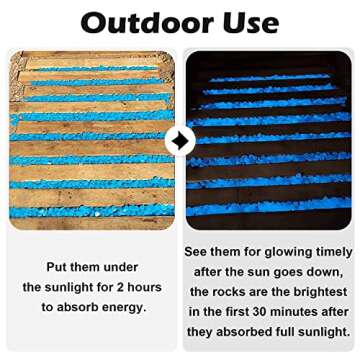 NAMTSO Glow in The Dark Rocks Outdoor, 500 pcs Blue Solar Rocks for Landscaping, Outdoor Decor Glow in The Dark Stones, Glowing Pebbles for Garden Backyard Patio Lawn Path, Powered by Sunlight