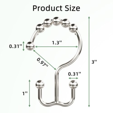 Amazer Shower Curtain Hooks - Rust-Resistant Double Hooks