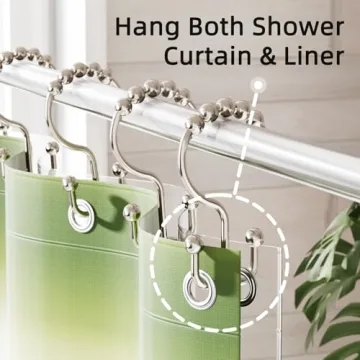 Amazer Shower Curtain Hooks - Rust-Resistant Double Hooks