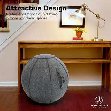 ProBody Pilates Yoga Ball Chair, Exercise Ball Chair for Office and Desk, Yoga Chair with Stability Ball Cover, Yoga Ball Office Chair, Balance Ball Chair (Slate, 24 in)