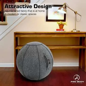 ProBody Pilates Yoga Ball Chair, Exercise Ball Chair for Office and Desk, Yoga Chair with Stability Ball Cover, Yoga Ball Office Chair, Balance Ball Chair (Slate, 24 in)