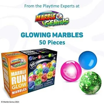 Marble Genius 50 pcs Glow in The Dark Marbles for Kids 4+, Full Color Instruction Manual, Ideal as a...