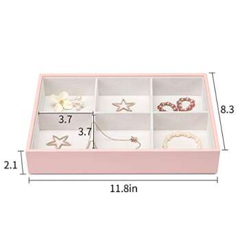 Vlando Miller Stackable 6 Slot Jewelry Organizer, Classic Jewelry Holder Storage Display Case for Drawer or Dresser for Earring Ring Necklace or Cufflinks (Pink, 6 Slot)