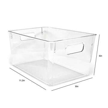 Isaac Jacobs 3-Pack Large Clear Storage Bins with Handles, Plastic Organizer for Home, Room, Office,...