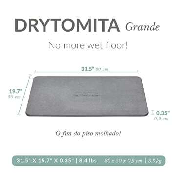 Momo Lifestyle Stone Bath Mat Large Drytomita 32" X 20" Graphite Gray, Diatomaceous Earth Bath Mat, ...