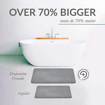 Momo Lifestyle Stone Bath Mat Large Drytomita 32" X 20" Graphite Gray, Diatomaceous Earth Bath Mat, Bathroom Mat Quick Dry, Stone Bath Mats for Bathroom, Absorbent Bath Mat, Bath Stone Mat XL