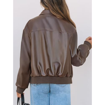 Stylish MEROKEETY Women's Faux Leather Bomber Jacket 2024