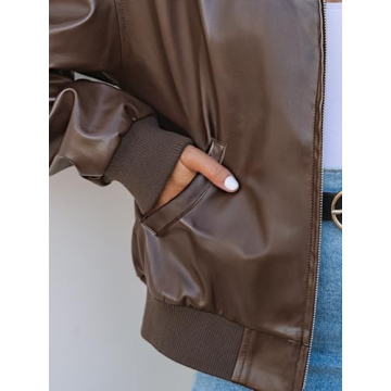 Stylish MEROKEETY Women's Faux Leather Bomber Jacket 2024