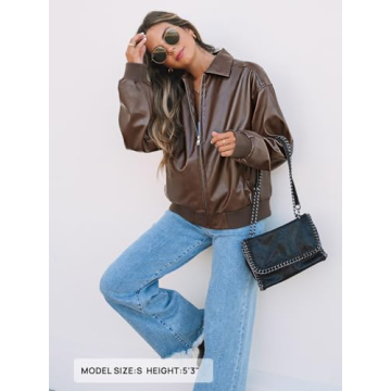 Stylish MEROKEETY Women's Faux Leather Bomber Jacket 2024