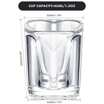 Suclain 12 Pieces Valentine's Day Shot Glasses Set 1.5 oz Hearted Shaped Espresso Shot Glass Clear Cute Shot Glasses with Base for Cocktail Tequila Espresso Wine Beer Whiskey