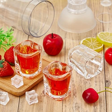 Suclain 12 Pieces Valentine's Day Shot Glasses Set 1.5 oz Hearted Shaped Espresso Shot Glass Clear Cute Shot Glasses with Base for Cocktail Tequila Espresso Wine Beer Whiskey