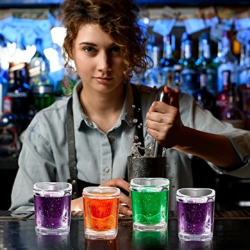 Suclain 12 Pieces Valentine's Day Shot Glasses Set 1.5 oz Hearted Shaped Espresso Shot Glass Clear Cute Shot Glasses with Base for Cocktail Tequila Espresso Wine Beer Whiskey