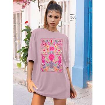 Oversized Vintage Wildflower Boho T-Shirt for Women