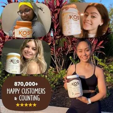 KOS Vegan Protein Powder, Chocolate USDA Organic - Low Carb Pea Protein Blend, Plant Based Superfood with Vitamins & Minerals - Keto, Soy, Gluten Free - Meal Replacement for Women & Men - 10 Servings