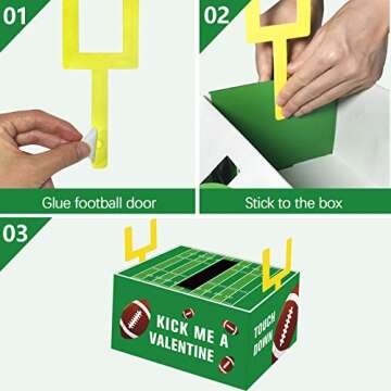 ORIENTAL CHERRY Valentines Boxes for Kids - Football Valentine Boxes with 24 Valentine Cards for Classroom Exchange Boys Girls School Class Party Favors(1 Mailbox, 24 Valentine Cards)