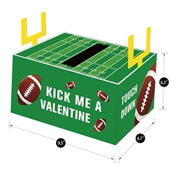 ORIENTAL CHERRY Valentines Boxes for Kids - Football Valentine Boxes with 24 Valentine Cards for Classroom Exchange Boys Girls School Class Party Favors(1 Mailbox, 24 Valentine Cards)