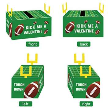 ORIENTAL CHERRY Valentines Boxes for Kids - Football Valentine Boxes with 24 Valentine Cards for Classroom Exchange Boys Girls School Class Party Favors(1 Mailbox, 24 Valentine Cards)
