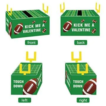ORIENTAL CHERRY Valentines Boxes for Kids - Football Valentine Boxes with 24 Valentine Cards for Classroom Exchange Boys Girls School Class Party Favors(1 Mailbox, 24 Valentine Cards)