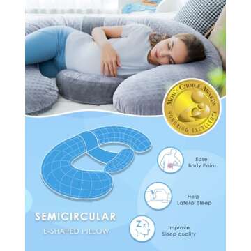 QUEEN ROSE E-Shaped Full Body Pregnancy Pillow with Wedge for Belly Support