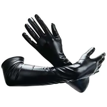 KINBOM Long Elbow Gloves, Leather Gloves Long Cat Woman Accessories Stretchy 80's Gloves Opera Gloves Evening Party Dance Glove for Woman (Black)