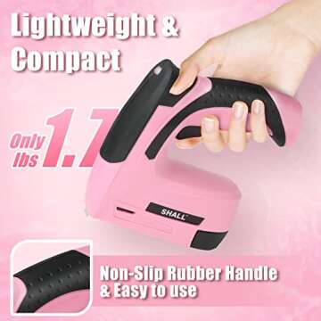 SHALL Pink Electric Staple Gun, 2 in 1 Cordless Upholstery Stapler Nail Gun for Wood, 4V Rechargeable Brad Nailer Kit w/ 2500 Staples Nails, Staple Remover & Fast Charger for Crafts, DIY, Decoration