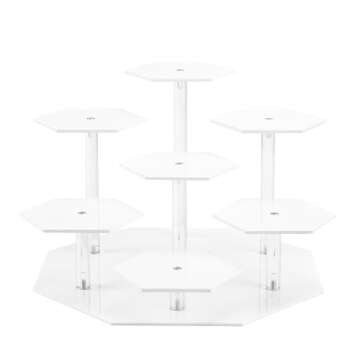 LUOBAO Acrylic Display Risers,Display Riser,Cupcake Display Stand Steps, Organizer Shelf Stand for Figures,Cosmetics
