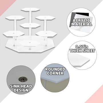 LUOBAO Acrylic Display Risers,Display Riser,Cupcake Display Stand Steps, Organizer Shelf Stand for Figures,Cosmetics