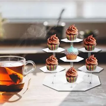 LUOBAO Acrylic Display Risers,Display Riser,Cupcake Display Stand Steps, Organizer Shelf Stand for Figures,Cosmetics