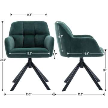 EALSON Comfy Velvet Desk Chair Modern Computer Task Chair no Wheels Swivel Accent Chair with Mid Bac...