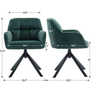 EALSON Comfy Velvet Desk Chair Modern Computer Task Chair no Wheels Swivel Accent Chair with Mid Bac...