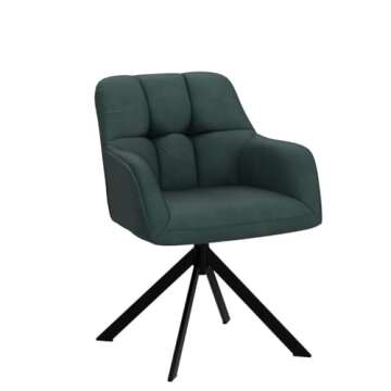 EALSON Comfy Velvet Desk Chair Modern Computer Task Chair no Wheels Swivel Accent Chair with Mid Back Arm Chair for Living Room/Bedroom/Home Office(Green)