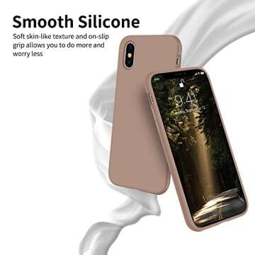OTOFLY Liquid Silicone Gel Rubber Full Body Protection Shockproof Case for iPhone Xs/iPhone X，Anti-Scratch&Fingerprint Basic-Cases，Compatible with iPhone X/iPhone Xs 5.8 inch (2018), (Light Brown)