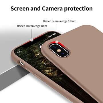 OTOFLY Liquid Silicone Gel Rubber Full Body Protection Shockproof Case for iPhone Xs/iPhone X，Anti-Scratch&Fingerprint Basic-Cases，Compatible with iPhone X/iPhone Xs 5.8 inch (2018), (Light Brown)