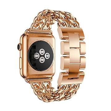 Seoaura Compatible Apple Watch Band for Woman Man 45mm 49mm 42mm 44mm, Cowboy Style for iWatch Series 10 9 8 7 6 5 4 3 2 se Bracelet (Rose Gold)