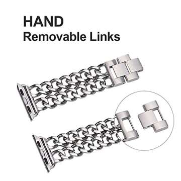 Seoaura Compatible Apple Watch Band for Woman Man 45mm 49mm 42mm 44mm, Cowboy Style for iWatch Series 10 9 8 7 6 5 4 3 2 se Bracelet (Rose Gold)