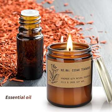 Scented Candles Soy Wax Gift Set, Aromatherapy Candles for Women, Home Decoration with Amber Glass Jars for Anniversary, Wedding, Housewarming Present, Lavender and Amber Sandalwood Scents, 2 Pack