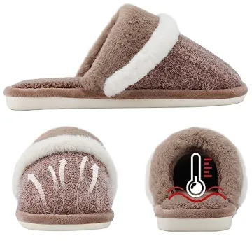 Fuzzy Memory Foam Slippers for Women - Indoor/Outdoor